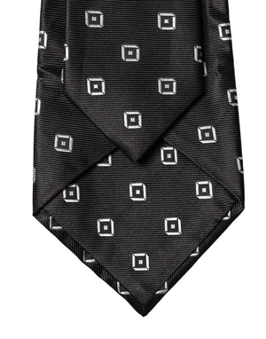 Dolce & Gabbana Schwarze und weiße geometrische Seiden-Krawatte für Damen, verstellbar