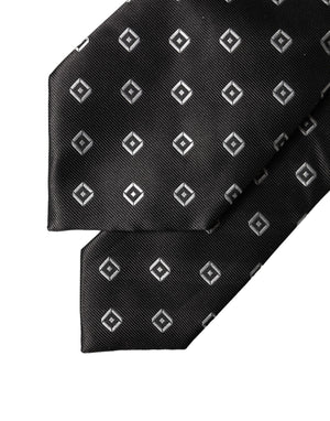 Dolce & Gabbana Schwarze und weiße geometrische Seiden-Krawatte für Damen, verstellbar