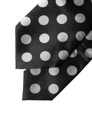 Dolce & Gabbana Schwarze und weiße gepunktete Seiden-Krawatte für Damen, verstellbar