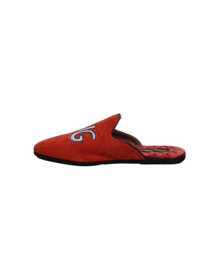 Dolce & Gabbana Rote Hausschuhe aus Wildleder "DG King" für Herren