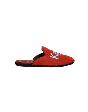 Dolce & Gabbana Rote Hausschuhe aus Wildleder "DG King" für Herren