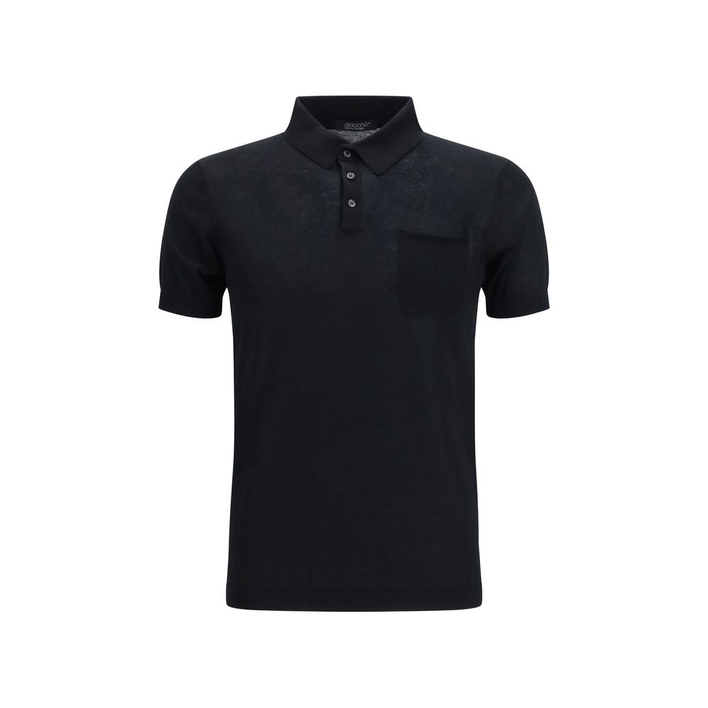 Aragona Cashmere Schwarzes Baumwoll-Poloshirt