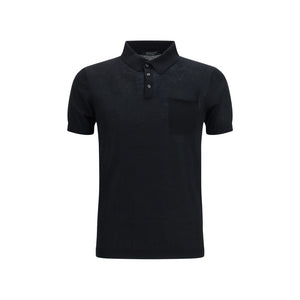 Aragona Cashmere Schwarzes Baumwoll-Poloshirt