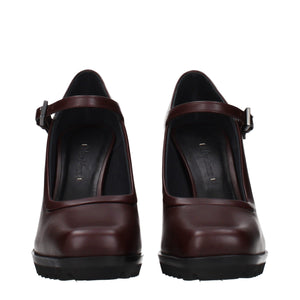 Max Mara Braune Leder Pumps mit hohem Absatz