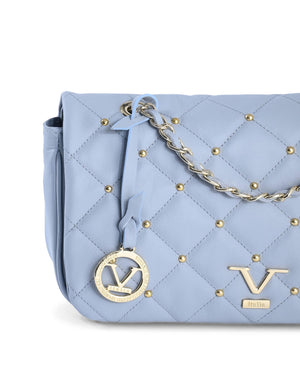 19V69 Italia Schultertasche aus blauem Leder