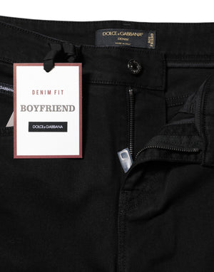Dolce & Gabbana Schwarze Boyfriend Jeans aus Baumwoll-Stretch-Denim
