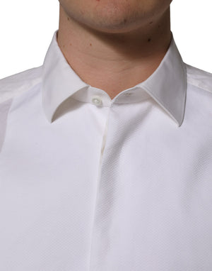 Dolce & Gabbana Weißes Hemd aus Baumwollpopeline mit Latz