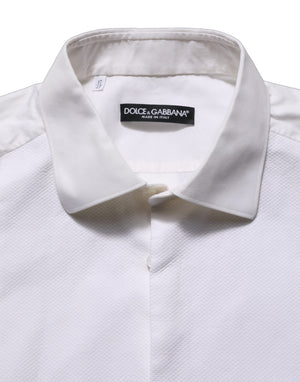Dolce & Gabbana Weißes Hemd aus Baumwollpopeline mit Latz