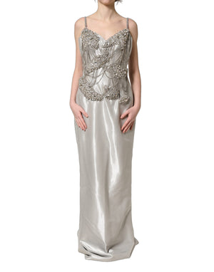 Dolce & Gabbana Abendkleid mit silbernen Kristallverzierungen