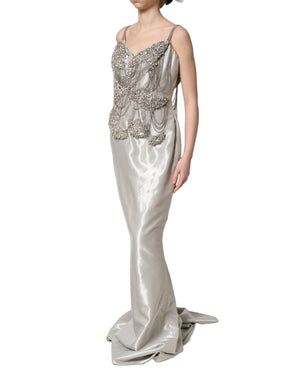 Dolce & Gabbana Abendkleid mit silbernen Kristallverzierungen