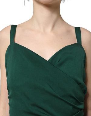 Dolce & Gabbana Grünes Bodycon-Midikleid mit Raffung und Herzausschnitt
