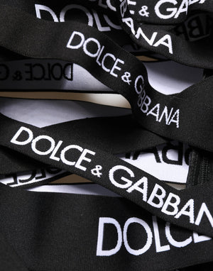 Dolce & Gabbana Schwarze Skinny High Waist Hose mit Logo-Tape und Cut-Out-Details