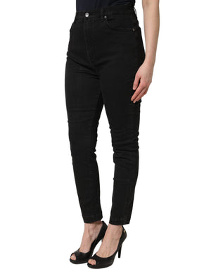 Dolce & Gabbana Schwarze Skinny Jeans aus Baumwolle mit hoher Taille