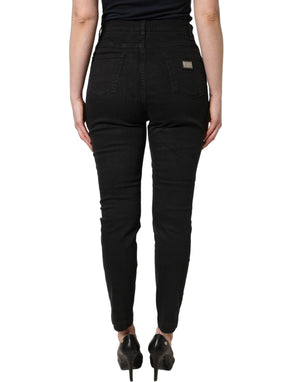 Dolce & Gabbana Schwarze Skinny Jeans aus Baumwolle mit hoher Taille