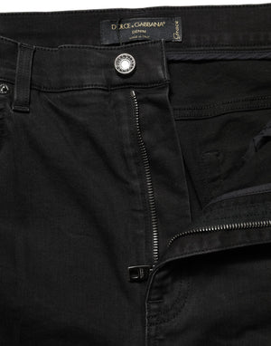 Dolce & Gabbana Schwarze Skinny Jeans aus Baumwolle mit hoher Taille