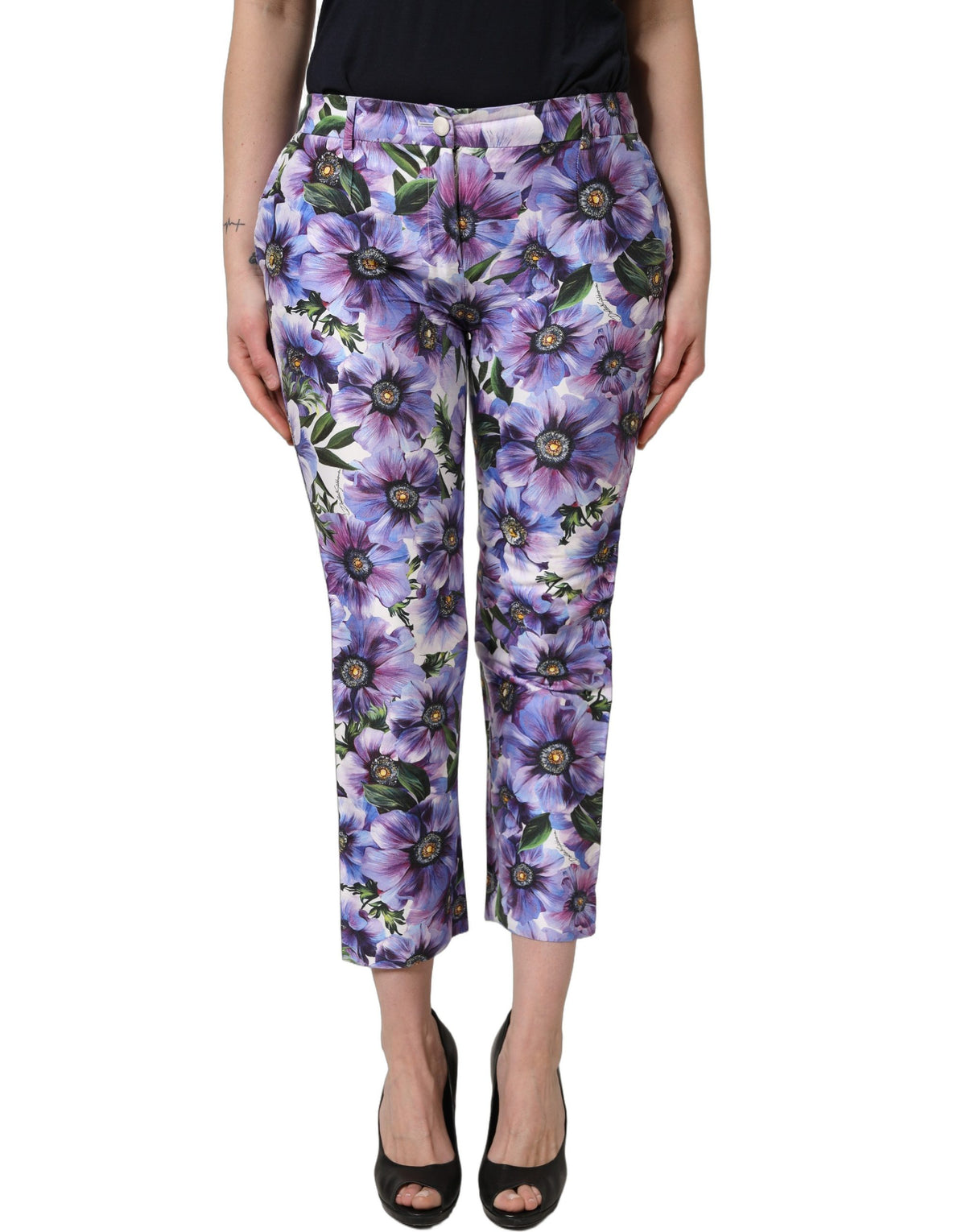 Dolce & Gabbana Cropped Hose mit mehrfarbigem Blumenprint