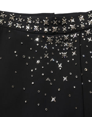 Dolce & Gabbana Schwarzer Rock mit Kristallbesatz und hohem Schlitz