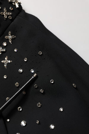 Dolce & Gabbana Schwarzer Rock mit Kristallbesatz und hohem Schlitz