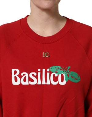 Dolce & Gabbana Roter Baumwoll-Cropped-Sweatshirt-Pullover Basilico