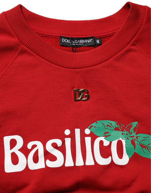 Dolce & Gabbana Roter Baumwoll-Cropped-Sweatshirt-Pullover Basilico