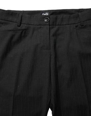 Dolce & Gabbana Schwarze Polyester-Hose mit mittlerer Taille