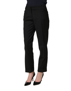 Dolce & Gabbana Schwarze Polyester-Hose mit mittlerer Taille