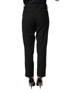 Dolce & Gabbana Schwarze Polyester-Hose mit mittlerer Taille