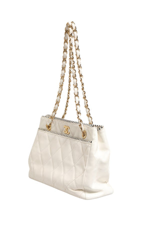 Chanel Mini 22 aus glänzendem Kalbsleder mit Steppung, Weiß 1792563