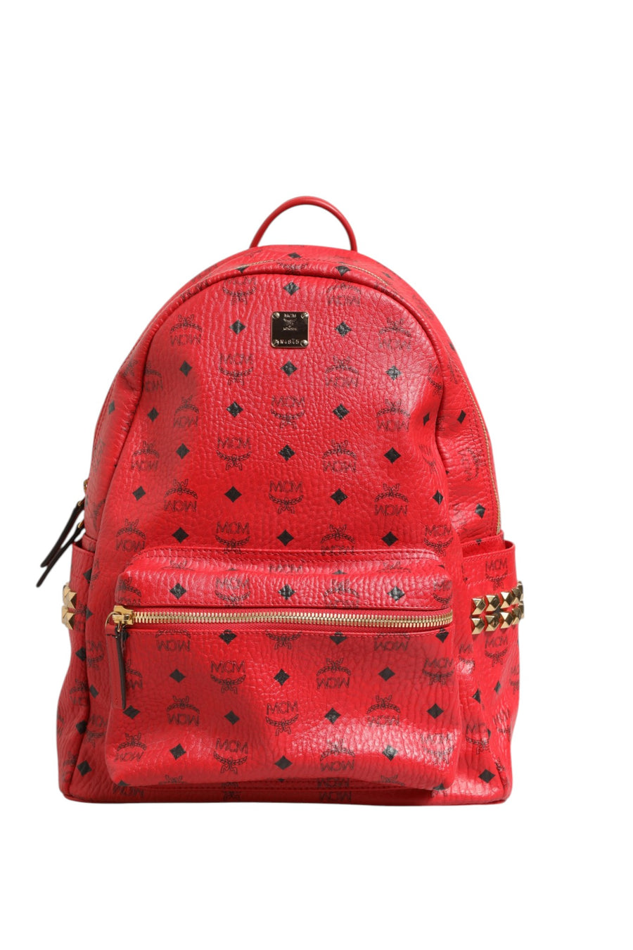 MCM Medium Stark Visetos Rucksack mit Nieten - Rot