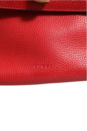 Gucci Rote Leder Bamboo Daily Tote Umhängetasche