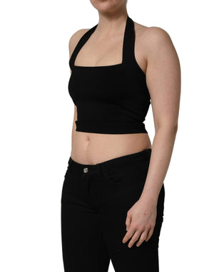 Dolce & Gabbana Schwarzes Crop-Top mit Neckholder und Karree-Ausschnitt
