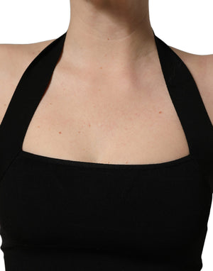 Dolce & Gabbana Schwarzes Crop-Top mit Neckholder und Karree-Ausschnitt