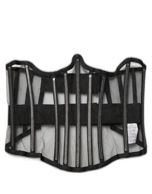 Dolce & Gabbana Schwarzer transparenter Tüll-Body, Cropped Corsagen-Oberteil