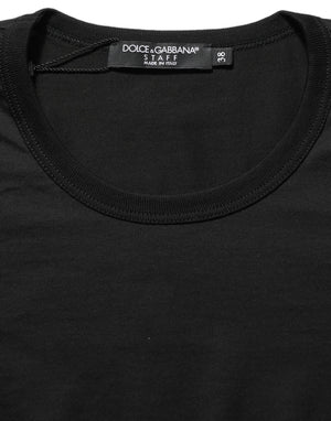 Dolce & Gabbana Schwarzes Baumwoll-T-Shirt mit Rundhalsausschnitt und kurzen Ärmeln