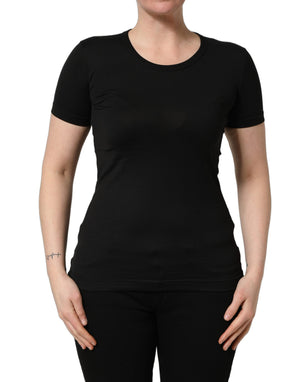 Dolce & Gabbana Schwarzes Baumwoll-T-Shirt mit Rundhalsausschnitt und kurzen Ärmeln