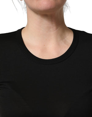 Dolce & Gabbana Schwarzes Baumwoll-T-Shirt mit Rundhalsausschnitt und kurzen Ärmeln
