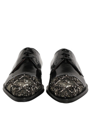 Dolce & Gabbana Schwarze verzierte Herren-Derby-Anzugschuhe