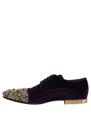 Dolce & Gabbana Violet Suede Embellished Derby Dress Shoes