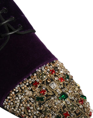 Dolce & Gabbana Violet Suede Embellished Derby Dress Shoes