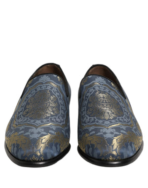 Dolce & Gabbana Blaue Blumen-Brocade-Slipper-Loafer