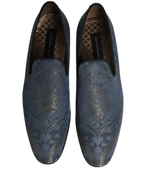 Dolce & Gabbana Blaue Blumen-Brocade-Slipper-Loafer