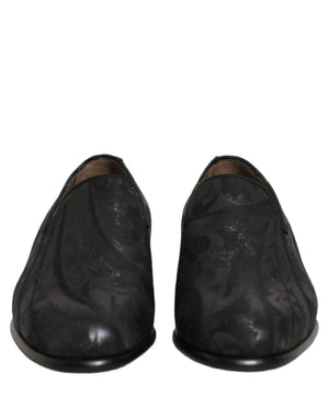 Dolce & Gabbana Schwarze Brokat-Loafer für Herren zum Hineinschlüpfen