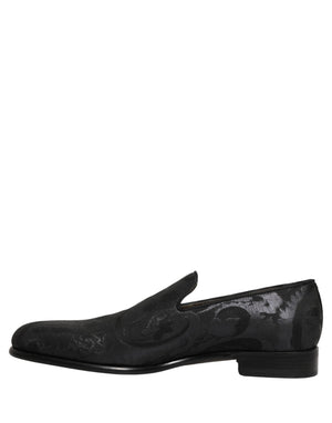 Dolce & Gabbana Schwarze Brokat-Loafer für Herren zum Hineinschlüpfen