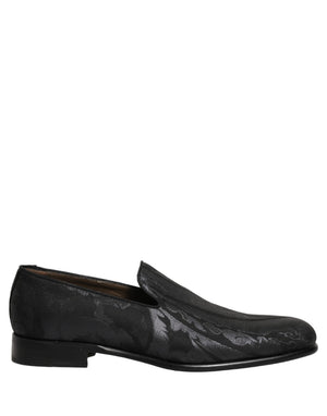 Dolce & Gabbana Schwarze Brokat-Loafer für Herren zum Hineinschlüpfen