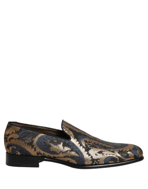 Dolce & Gabbana Blaue Brokat-Slipper für Herren
