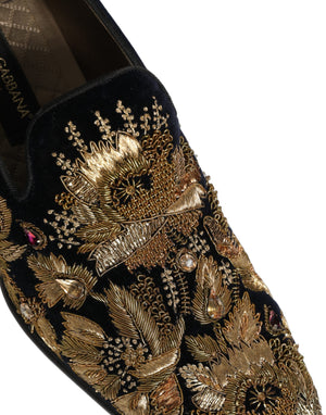 Dolce & Gabbana Schwarze Loafer mit Goldstickerei