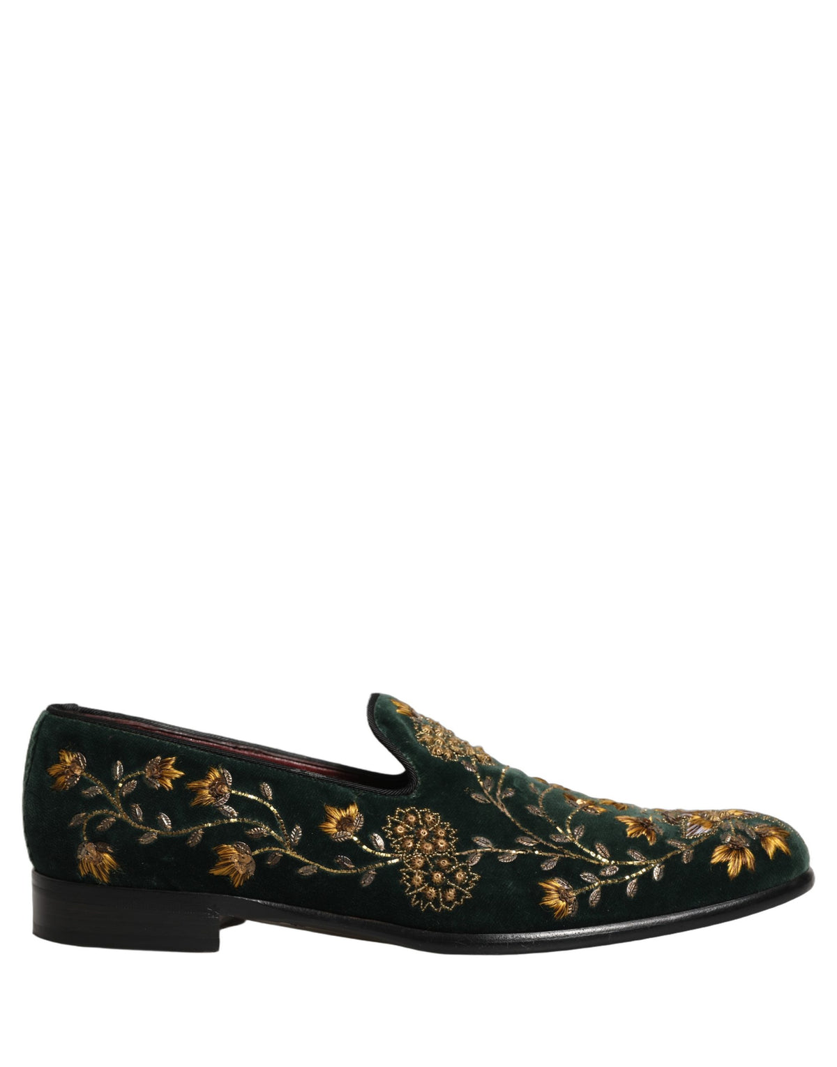 Dolce & Gabbana Grüne Loafer mit Blumenstickerei