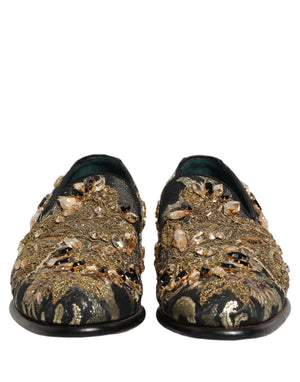 Dolce & Gabbana Schwarze Samt-Loafer mit Verzierungen