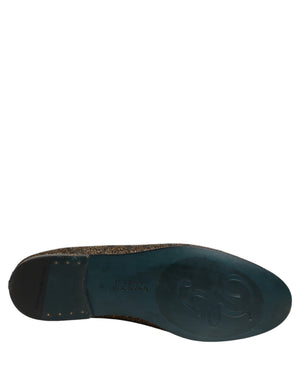 Dolce & Gabbana Gold Lurex Glitzer Herren Slipper Loafer Schuhe