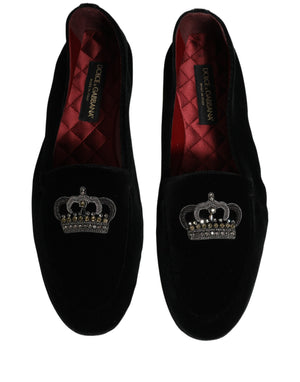 Dolce & Gabbana Schwarze Loafer mit Kronen-Applikation